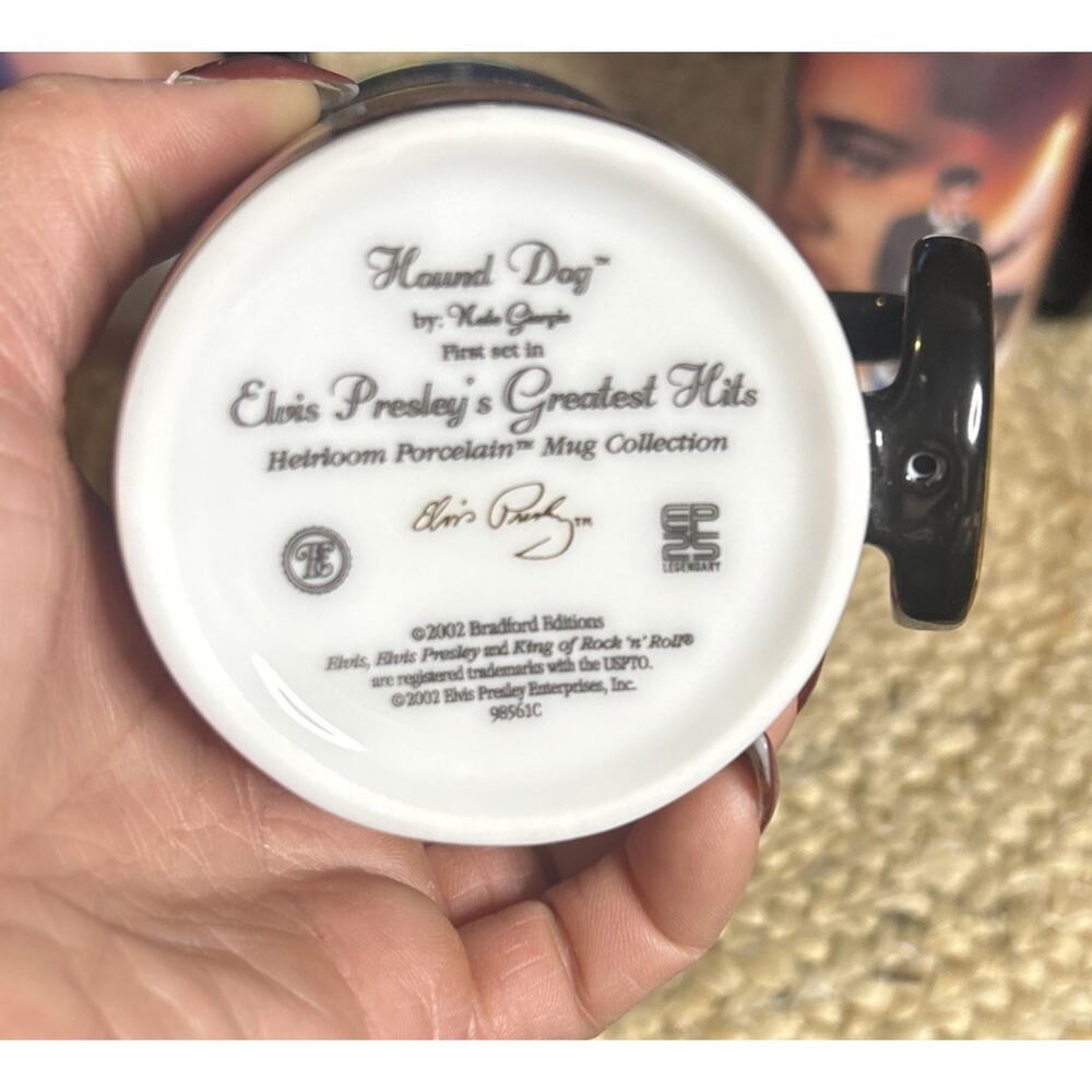 2002 Bradford Editions Elvis Presley Heirloom Porcelain Mug Set Of 3 Hound Dog - Picture 8 of 10
